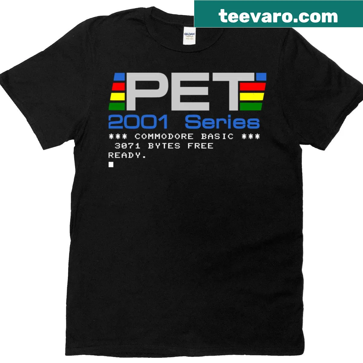 Vintage-style T-shirt featuring graphics of 2001 series home computers. — on a men's t-shirt