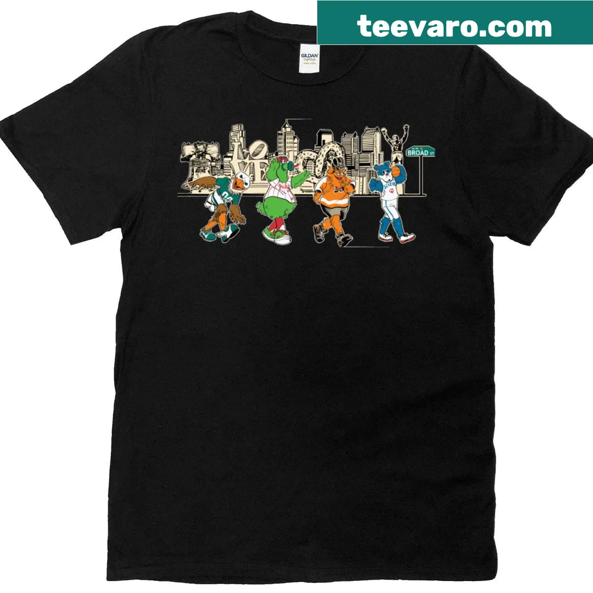Classic T-shirt celebrating Philadelphia sports with bold typography — on a men's t-shirt