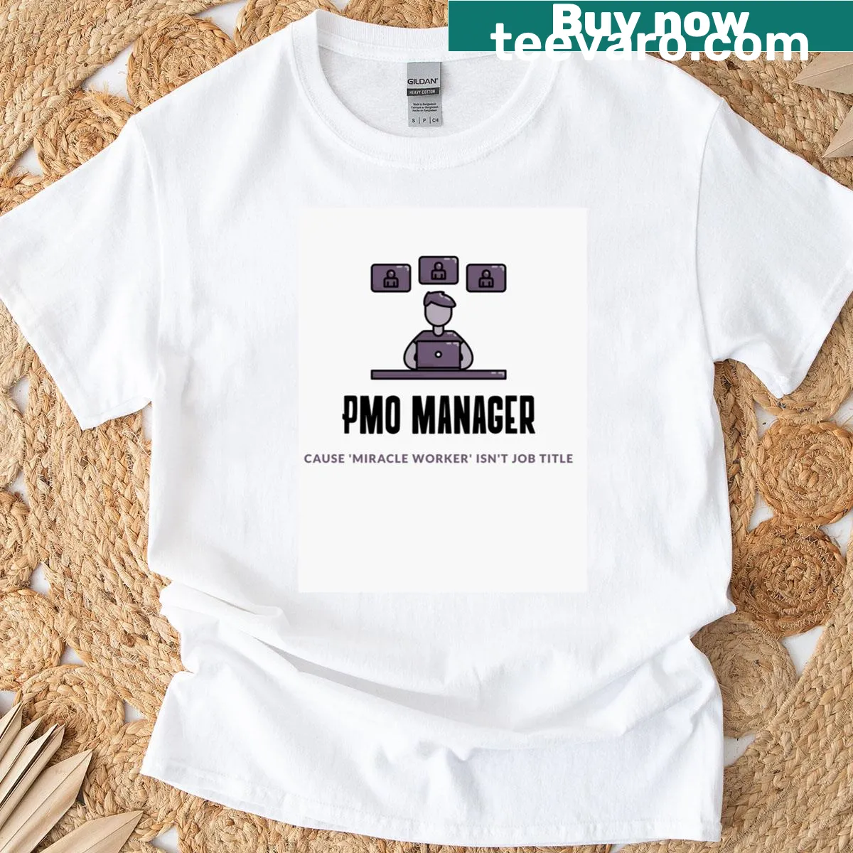Classic t-shirt with text about PMO managers and their work. — on a men's t-shirt