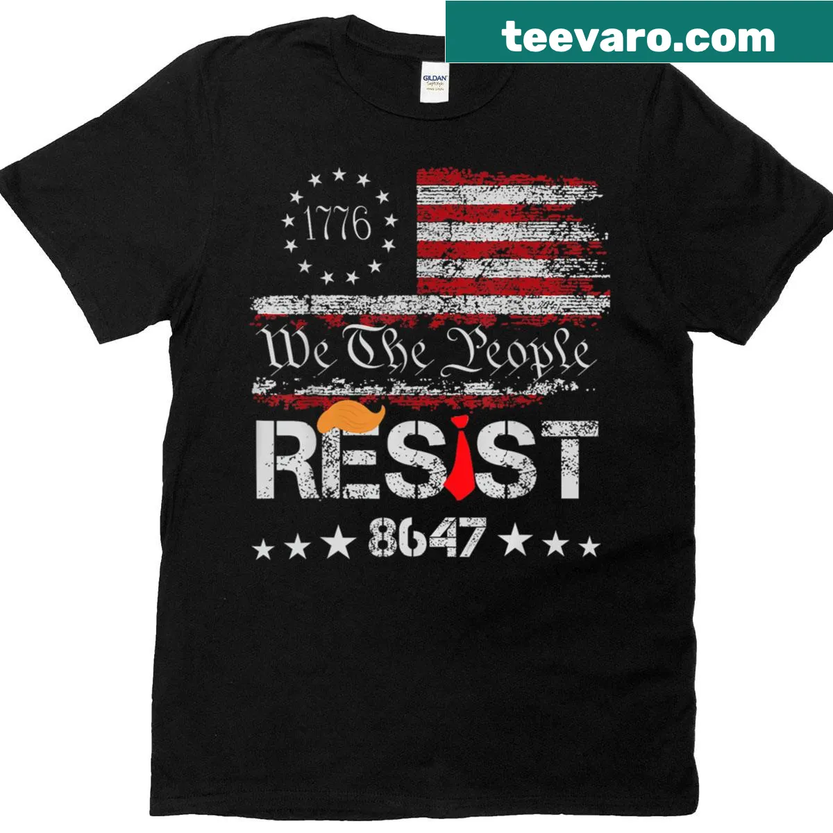 T-shirt with 'We The People' and US flag graphic — on a men's t-shirt