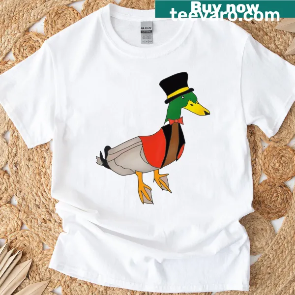 Whimsical T-shirt featuring an illustration of a duck ringmaster.