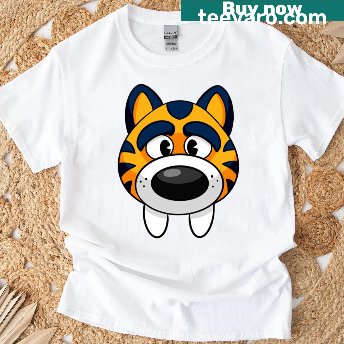 Vintage distressed sabretooth tiger graphic t-shirt — on a men's t-shirt