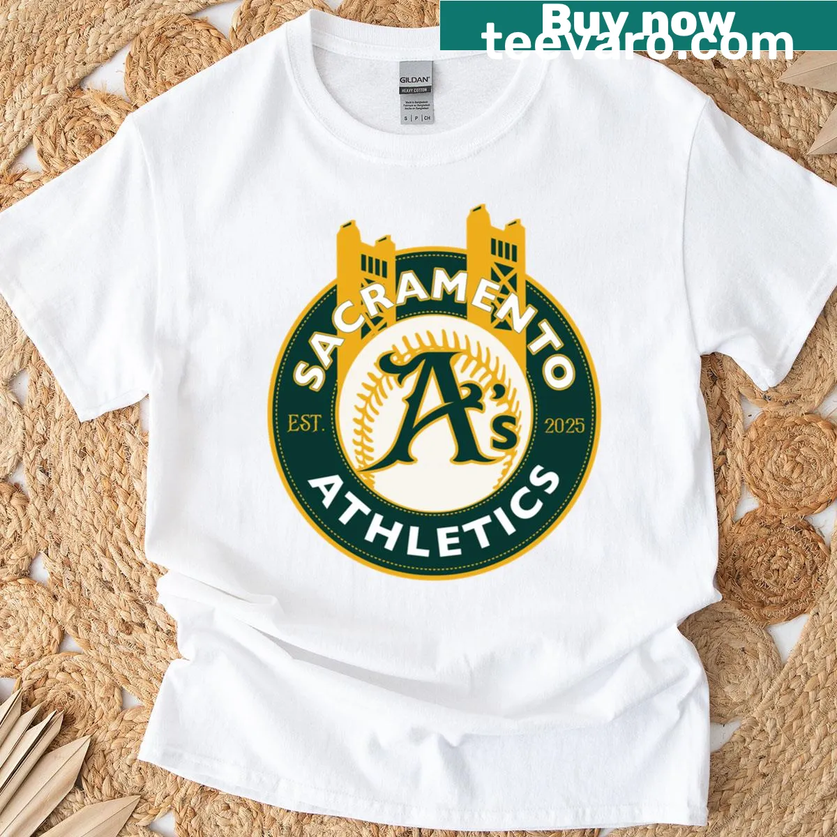 Sacramento Athletics logo T-shirt for sports fans — on a men's t-shirt