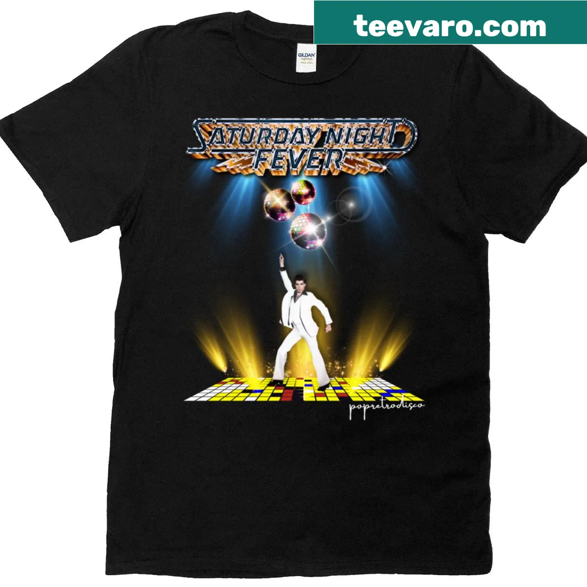 John Travolta Saturday Night Fever design on a classic T-shirt — on a men's t-shirt