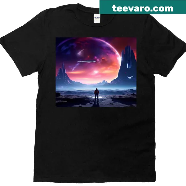 Graphic t-shirt celebrating science fiction and futurism