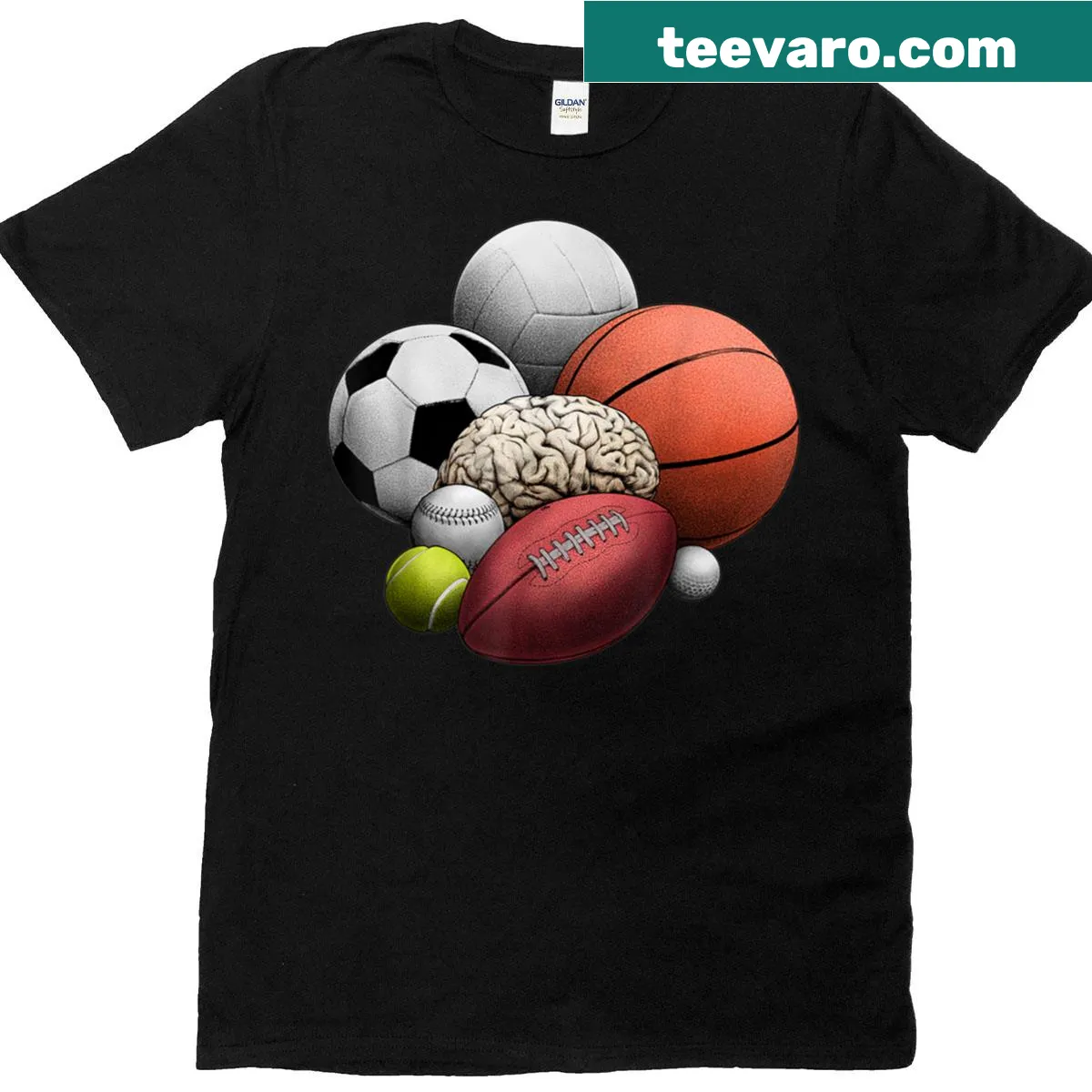 Classic T-shirt celebrating sports culture with playful text design — on a men's t-shirt
