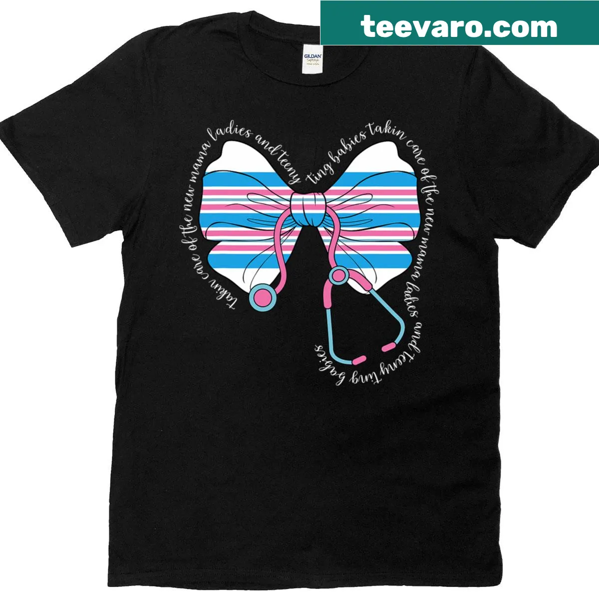 Cute nurse shirt with stethoscope and bow illustration. — on a men's t-shirt