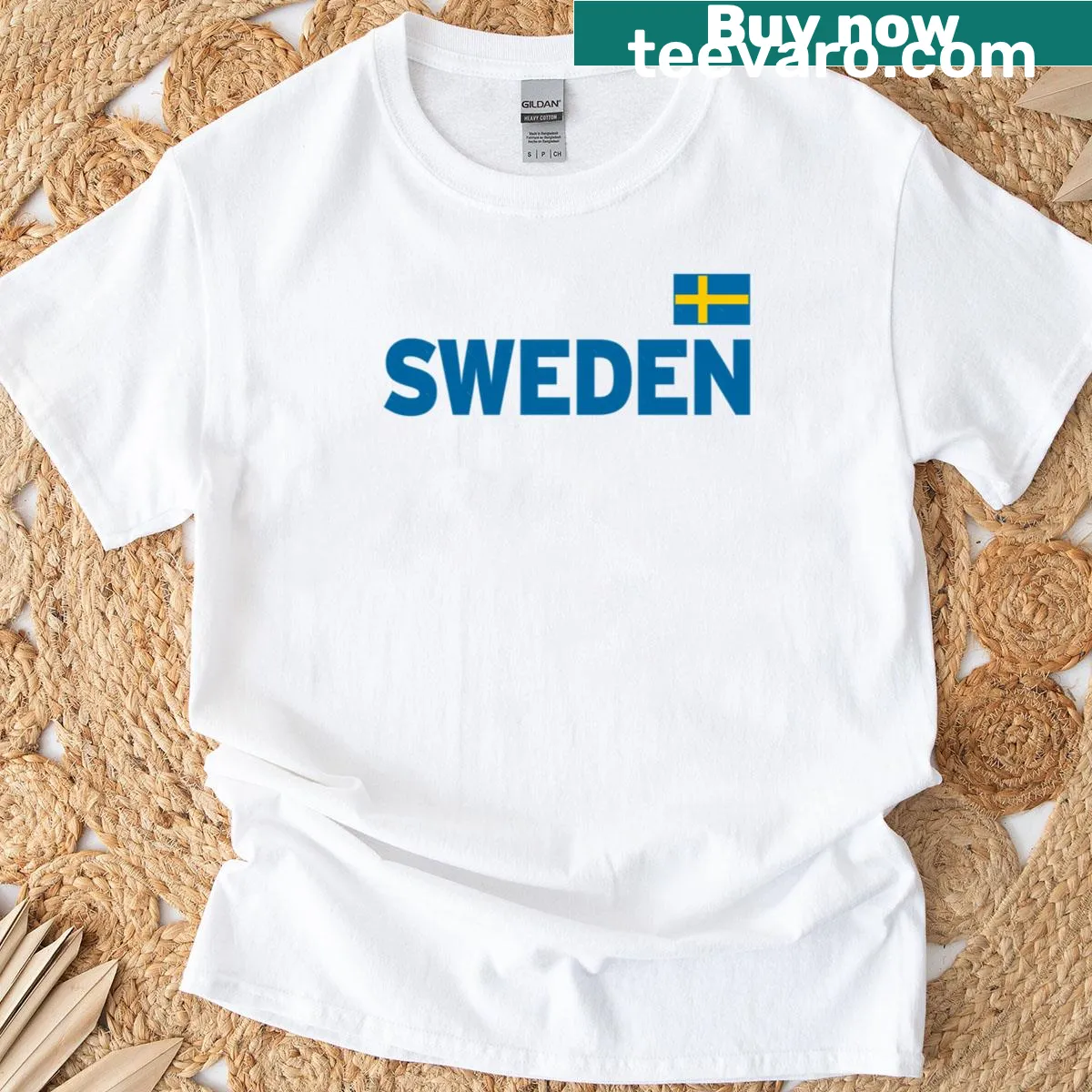 Swedish soccer flag T-shirt for national team supporters — on a men's t-shirt