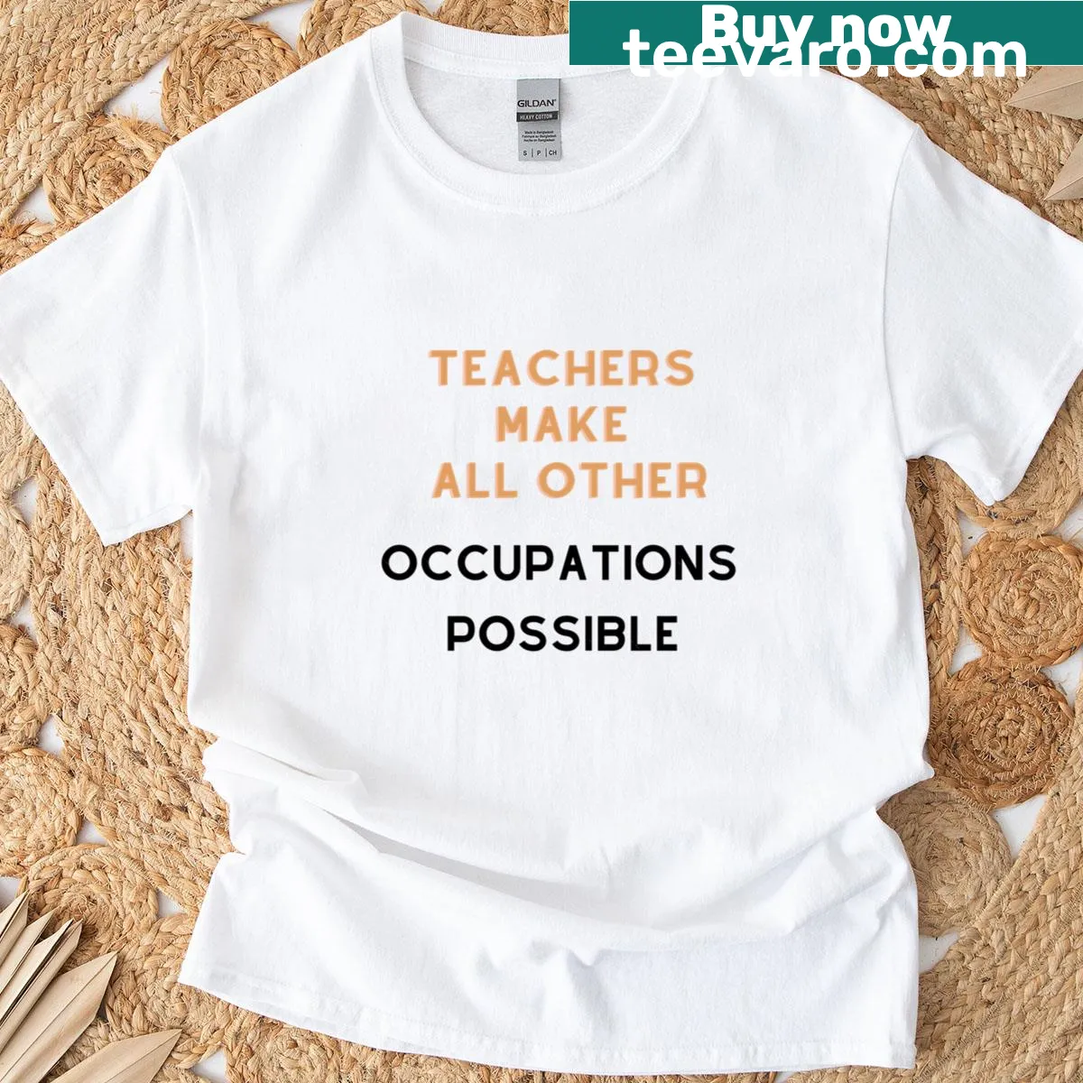 Classic 22 T-shirt featuring typography celebrating teachers' impact — on a men's t-shirt