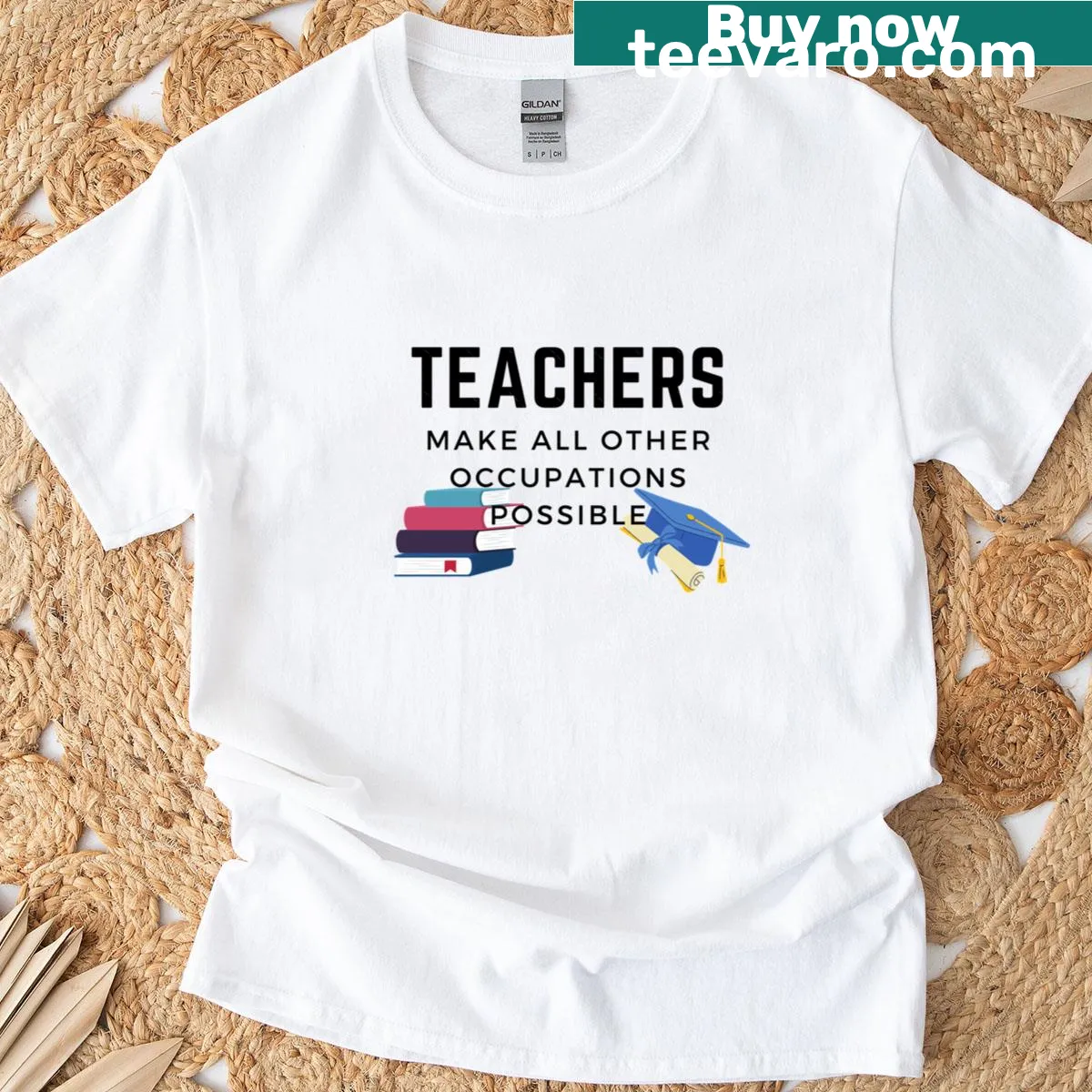 Classic tee with bold text celebrating teachers — on a men's t-shirt