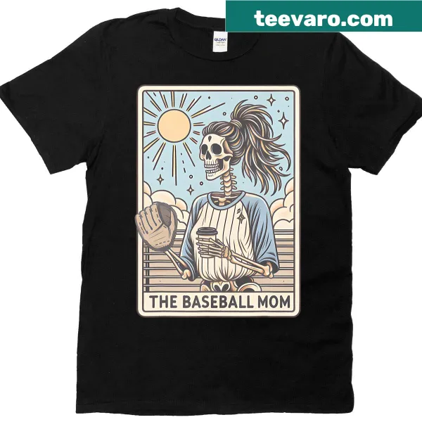 Funny baseball mom tarot card illustration T-shirt