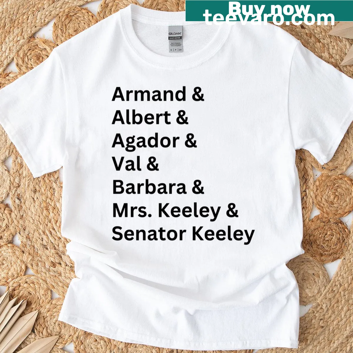 Illustration of playful birds in a lineup on a classic tee — on a men's t-shirt