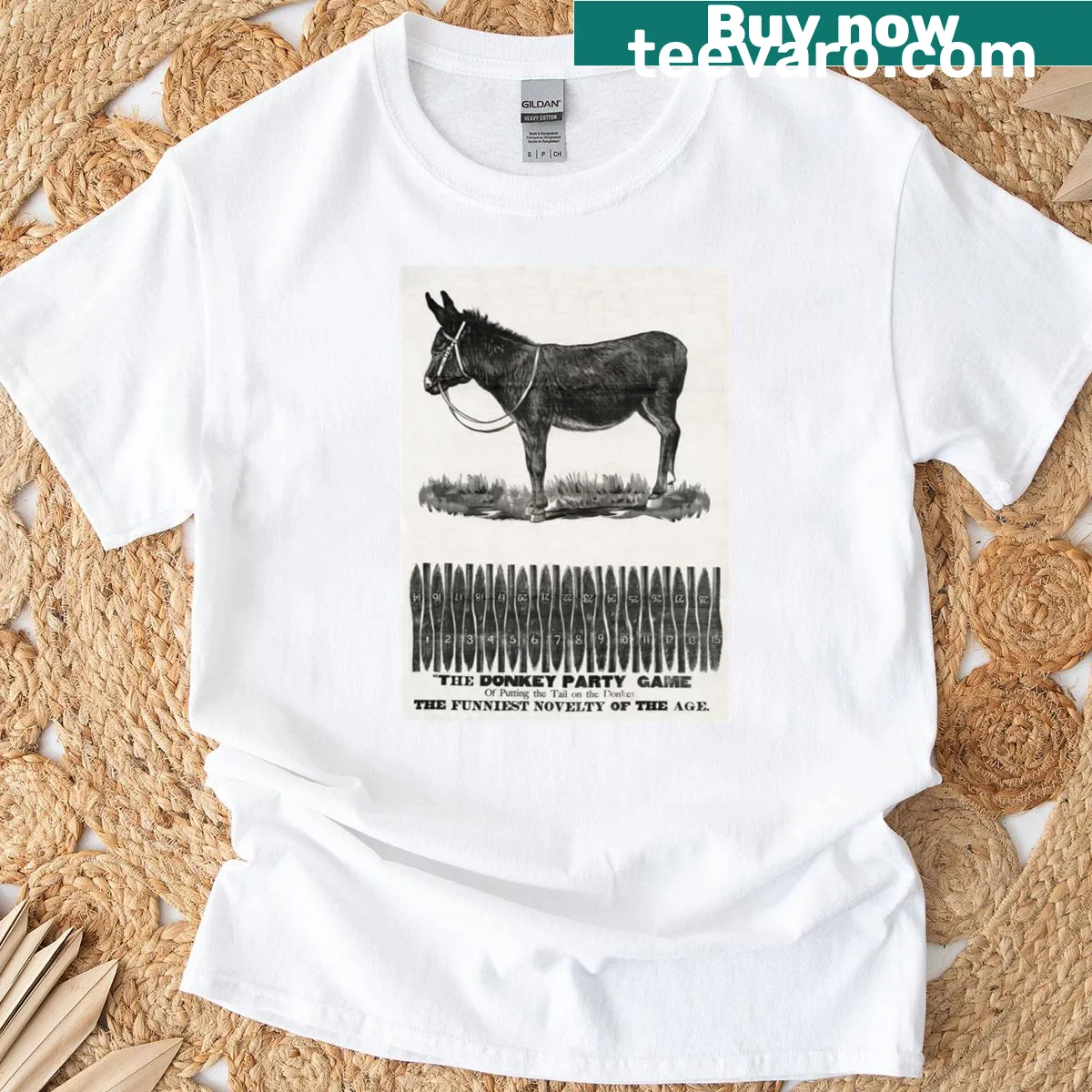 Text design celebrating the Donkey Party Game — on a men's t-shirt