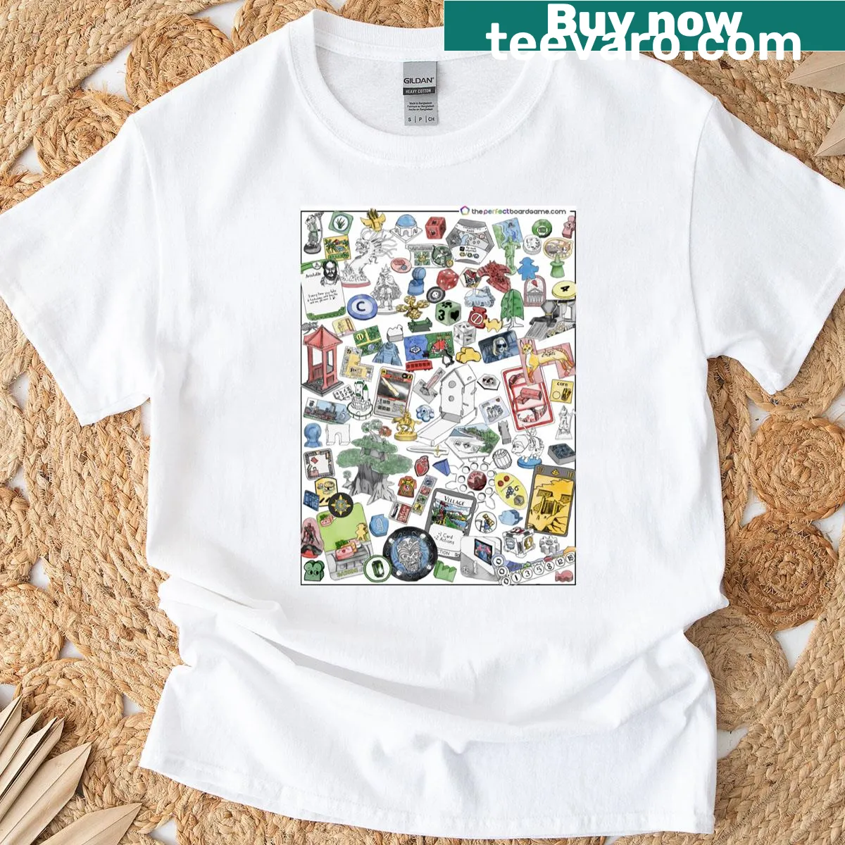Board game-themed T-shirt highlighting a perfect collection — on a men's t-shirt