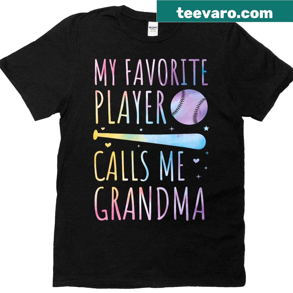 Baseball T-shirt saying 'My Favorite Player Calls Me Grandma' — on a men's t-shirt