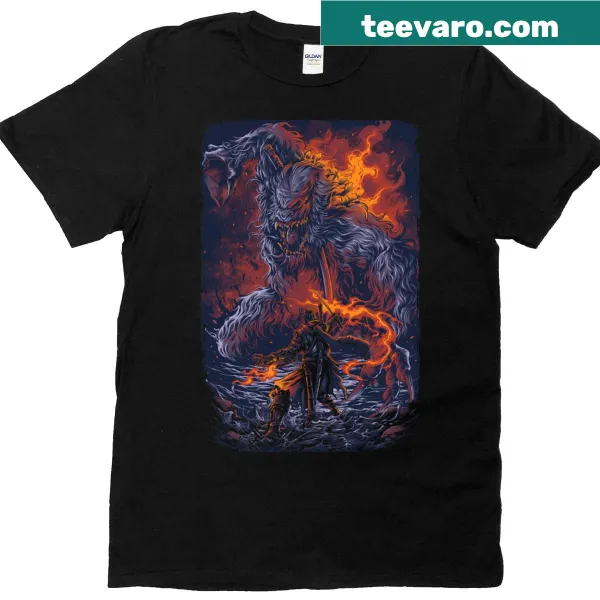 Graphic t-shirt featuring an undying beast illustration