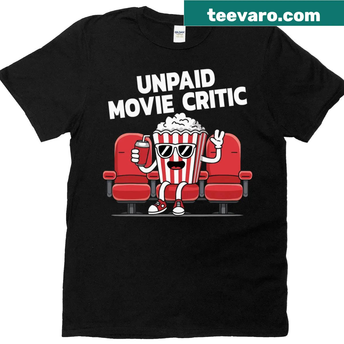 Funny t-shirt for movie critics and popcorn lovers — on a men's t-shirt