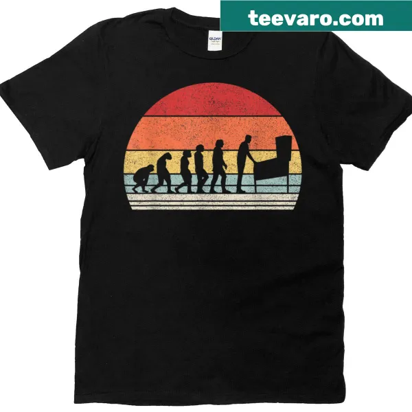 Vintage-style pinball evolution graphic t-shirt for pinball lovers