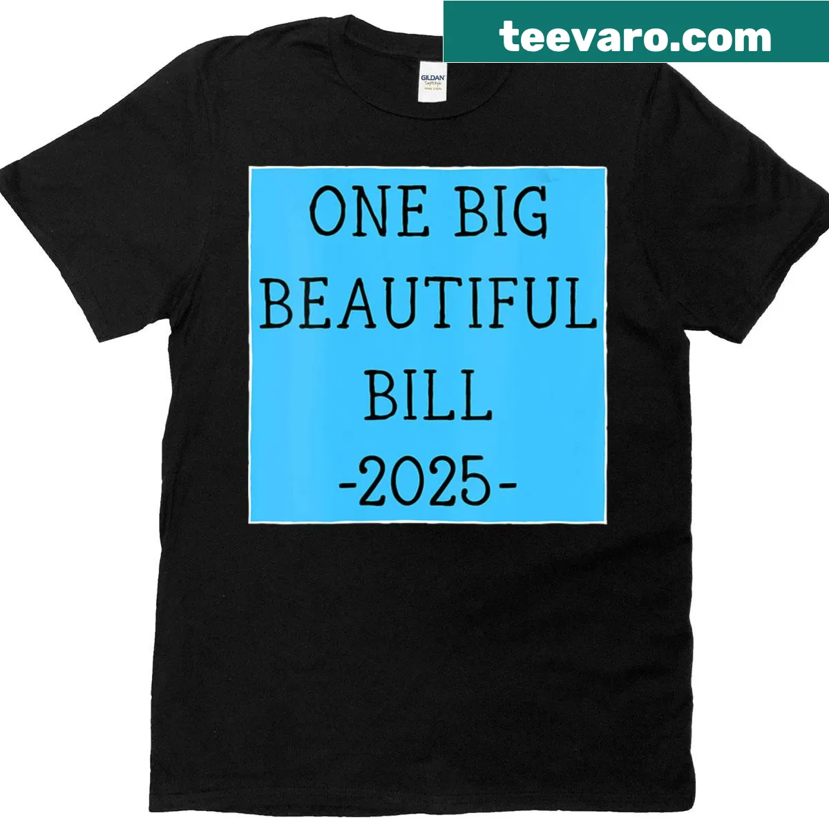 Pro-Trump V-neck shirt featuring 'One Big Beautiful Bill' slogan — on a men's t-shirt