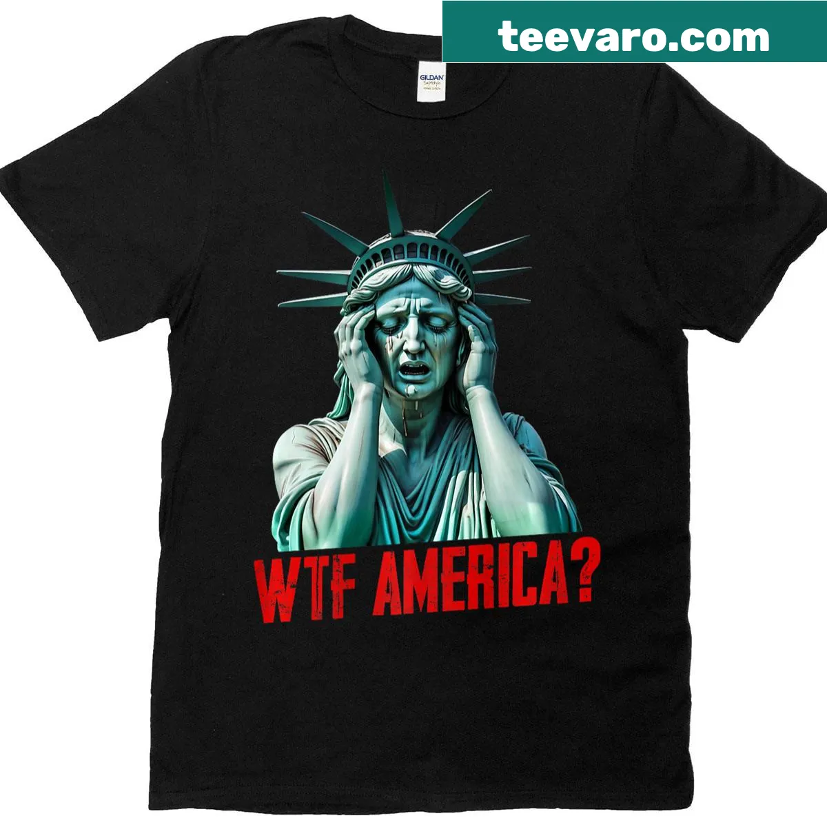 Bold anti-Trump message 'Wtf America' on T-shirt — on a men's t-shirt