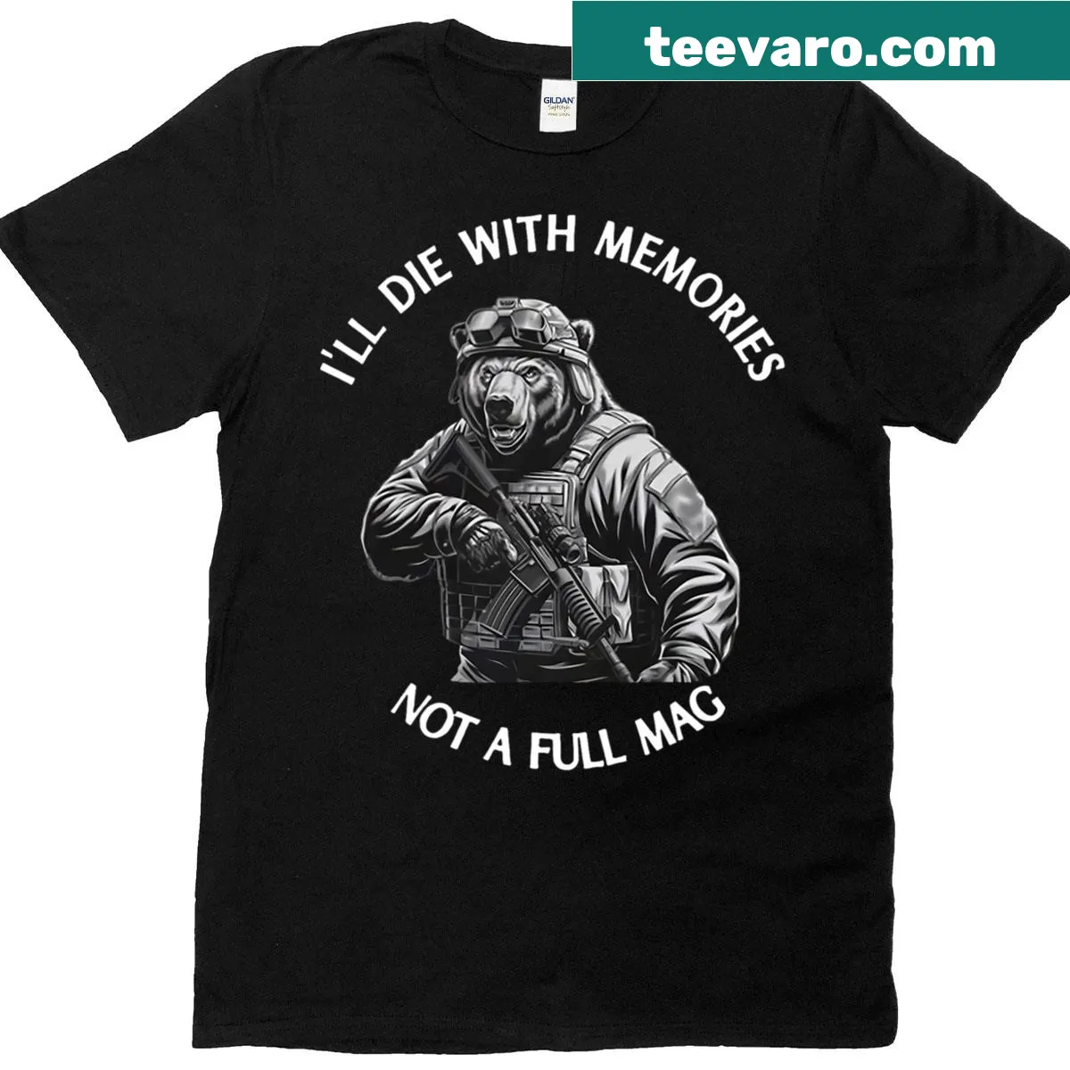 Memorable phrase T-shirt featuring a bear graphic — on a men's t-shirt