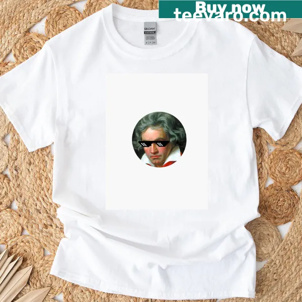 Illustration of Beethoven in sunglasses on a classic tee