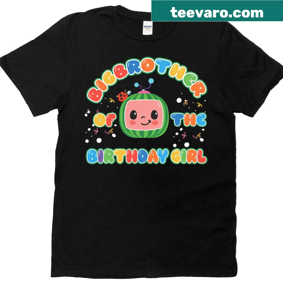 Playful T-shirt for big brothers of birthday girls, featuring a fun graphic. — on a men's t-shirt