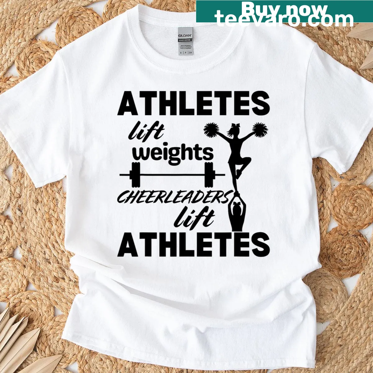 Cheerleading spirit t-shirt for stunt athletes — on a men's t-shirt