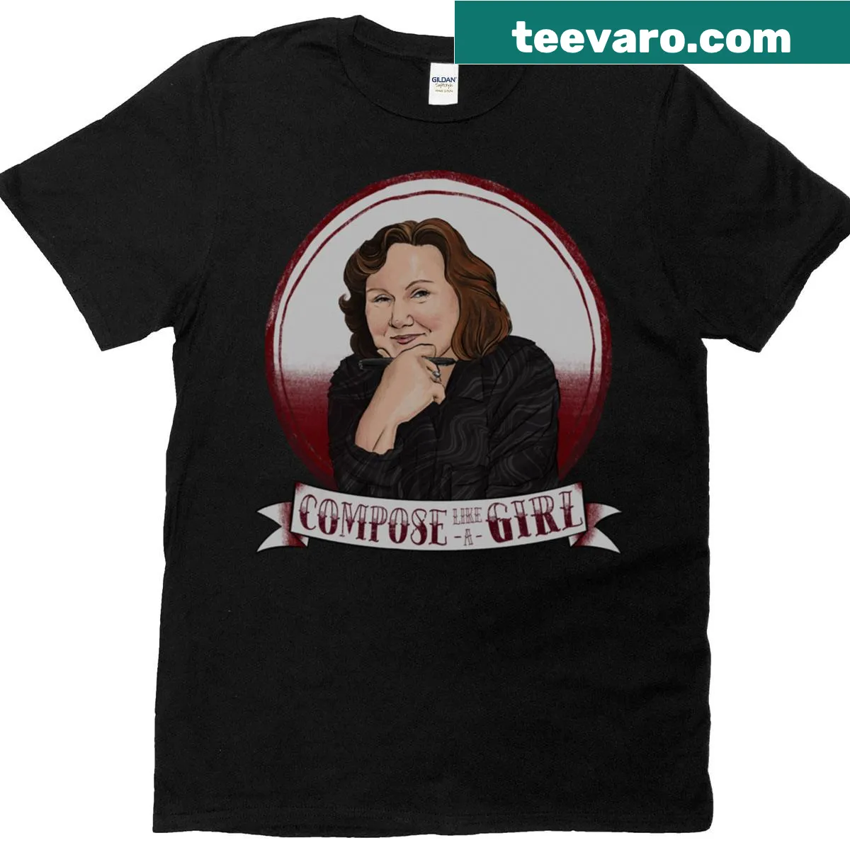 Compose Like A Girl t-shirt honoring Julie Giroux — on a men's t-shirt