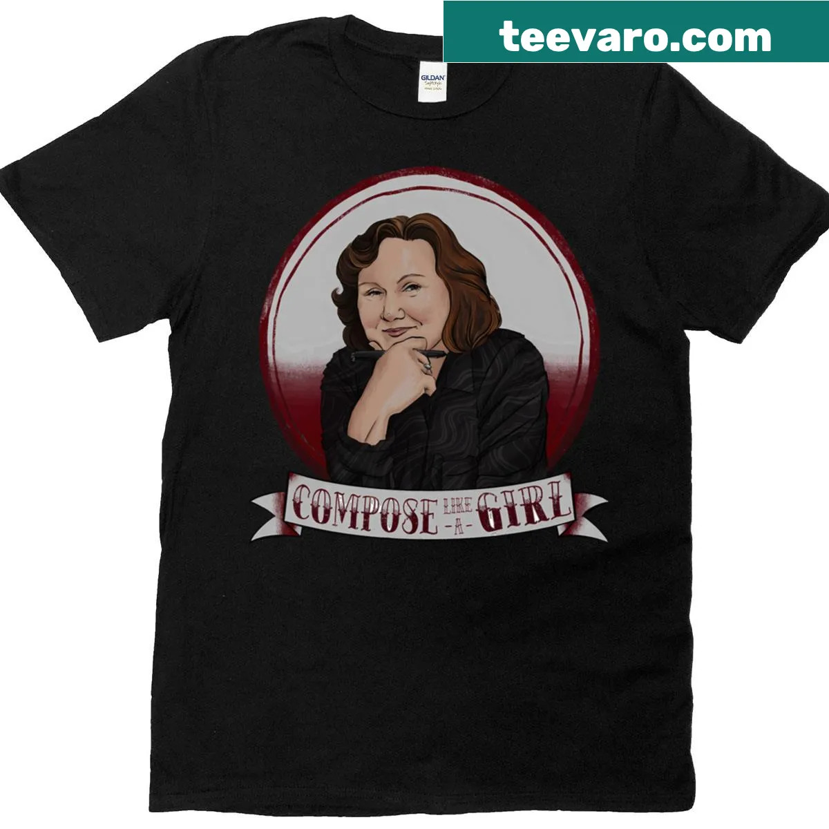Essential T-shirt featuring 'Compose Like A Girl' for female musicians — on a men's t-shirt