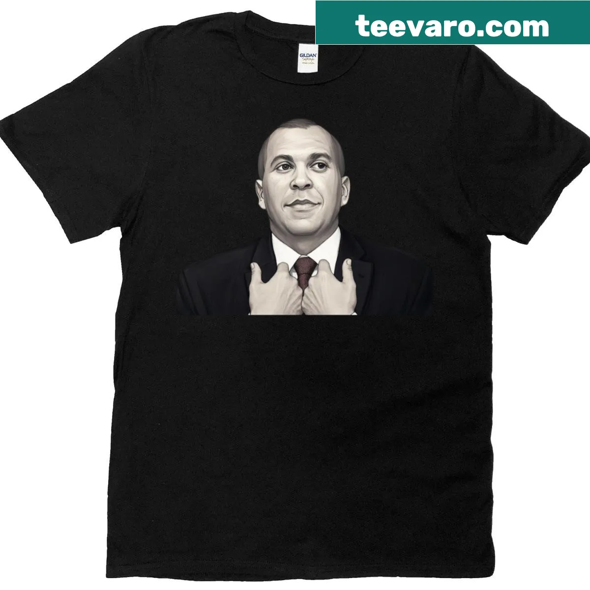 Cory Booker Ghibli style classic t-shirt with whimsical design — on a men's t-shirt