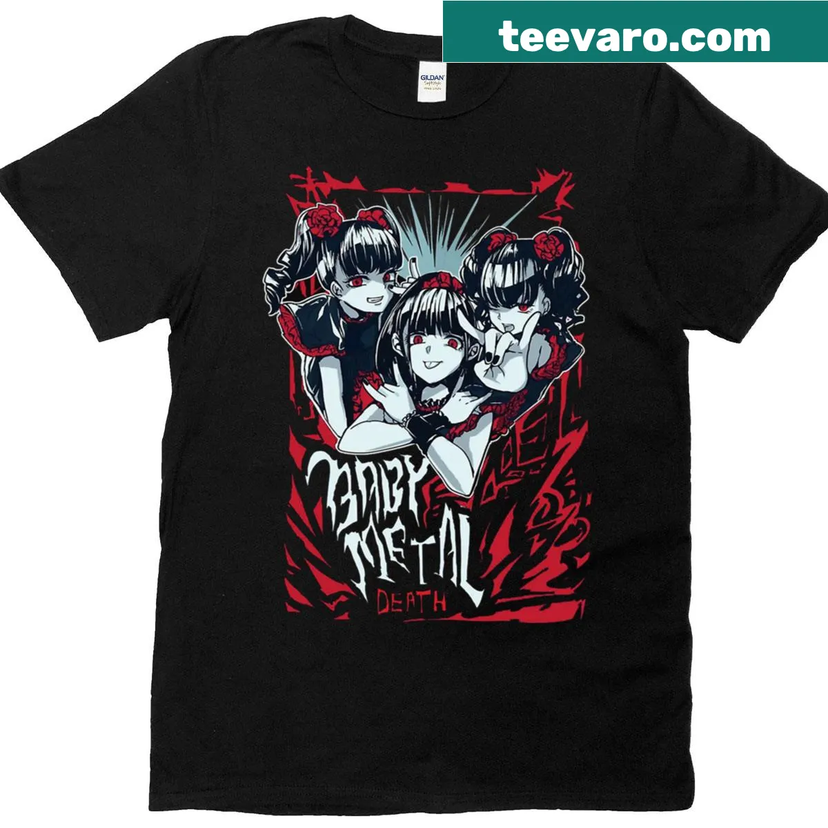 Classic tee with Death Baby metal logo design — on a men's t-shirt