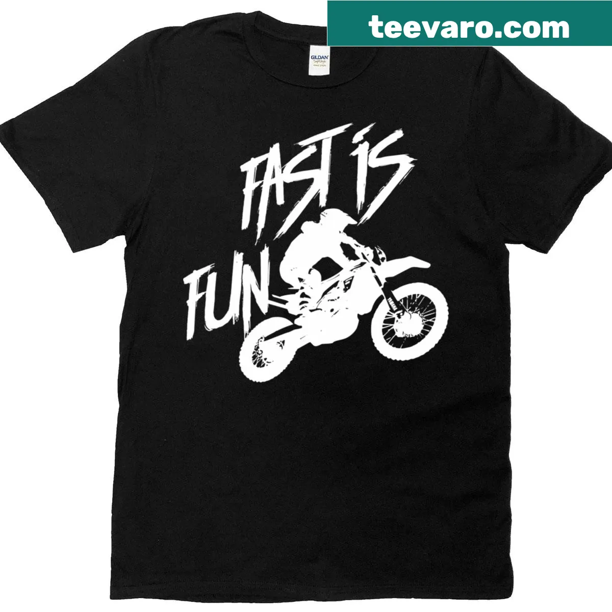 Dirt bike essential t-shirt with fun typography — on a men's t-shirt
