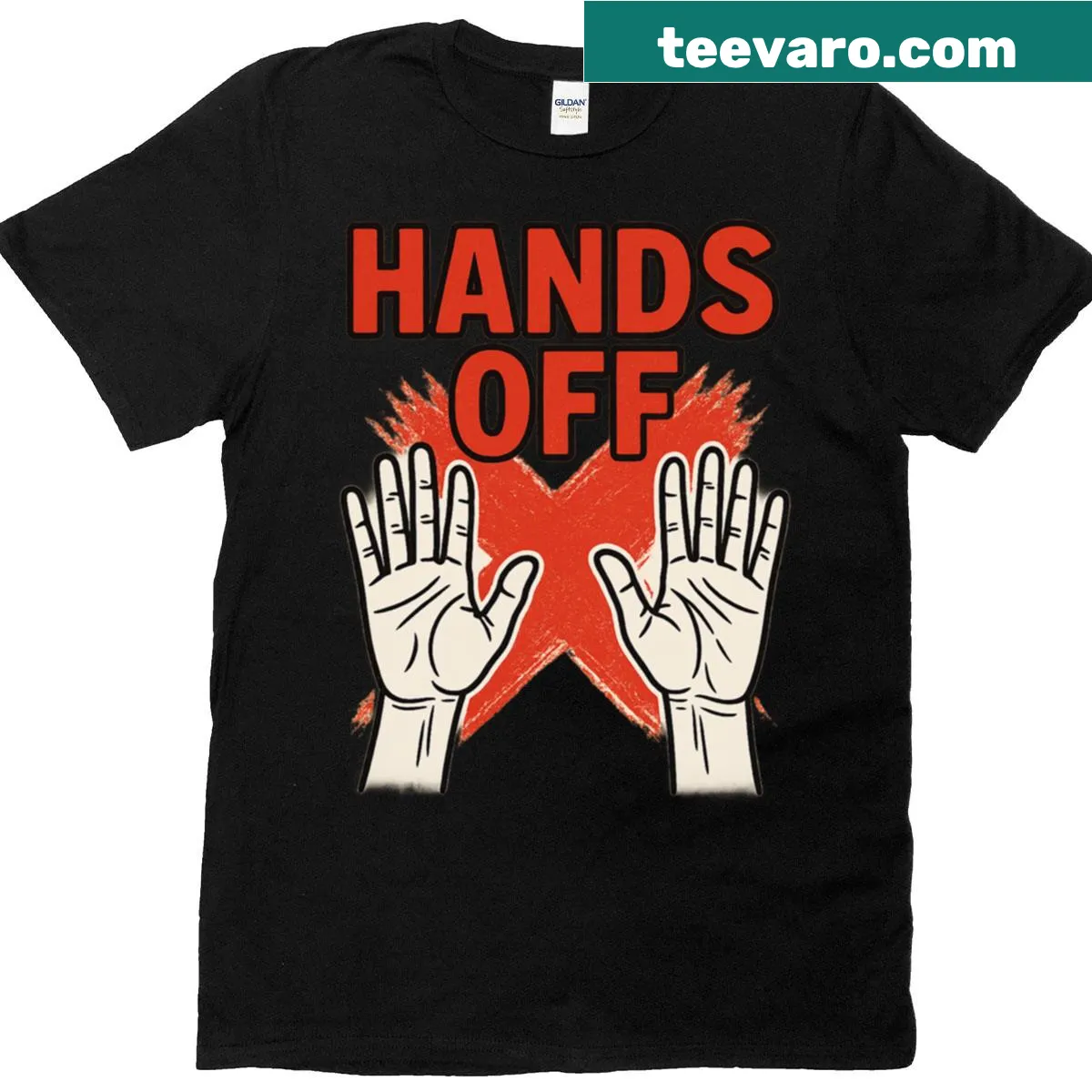 Bold minimalist protest art t-shirt with text about AI — on a men's t-shirt
