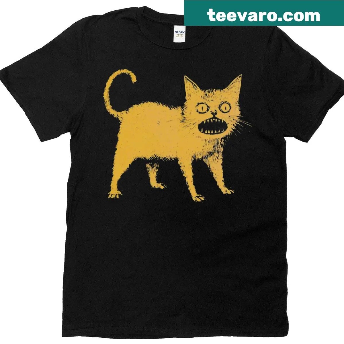 Funny t-shirt with a playful design about cat ownership quirks — on a men's t-shirt