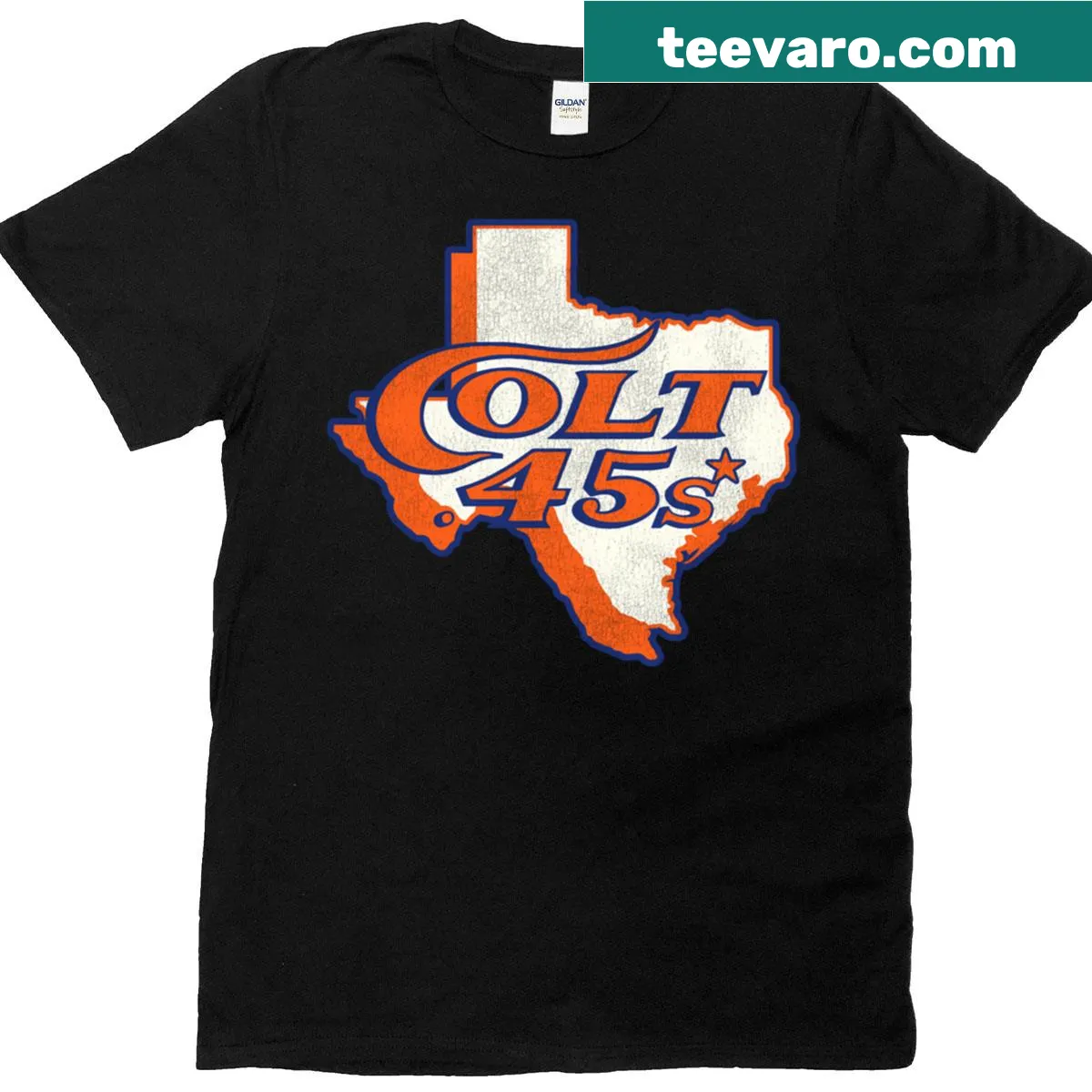Distressed T-shirt celebrating the Houston Colt 45s baseball team — on a men's t-shirt