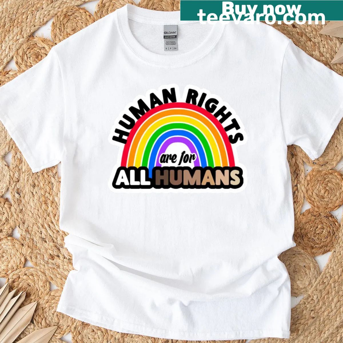 Classic t-shirt with 'Human Rights Are For All Humans' text — on a men's t-shirt