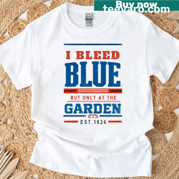 Vintage hockey fan t-shirt with 'I Bleed Blue' text