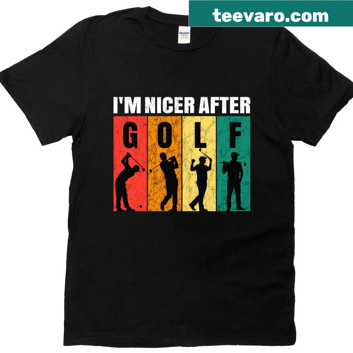 Essential t-shirt with the phrase I'm Nicer After Golf printed on it — on a men's t-shirt