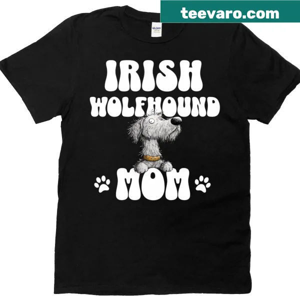 Cartoon graphic of an Irish Wolfhound on a long sleeve t-shirt for dog lovers