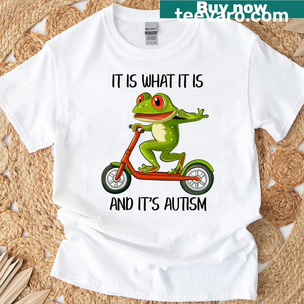Autism awareness t-shirt featuring a frog and 'It Is What It Is' text — on a men's t-shirt
