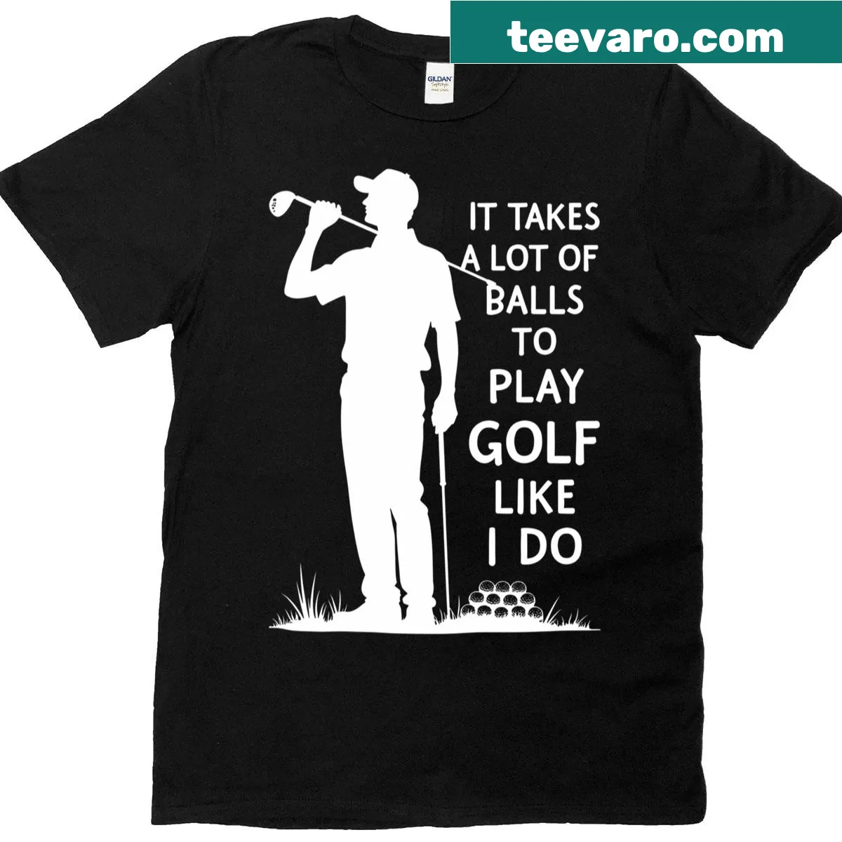 Funny golf-themed t-shirt with humorous text about playing golf — on a men's t-shirt