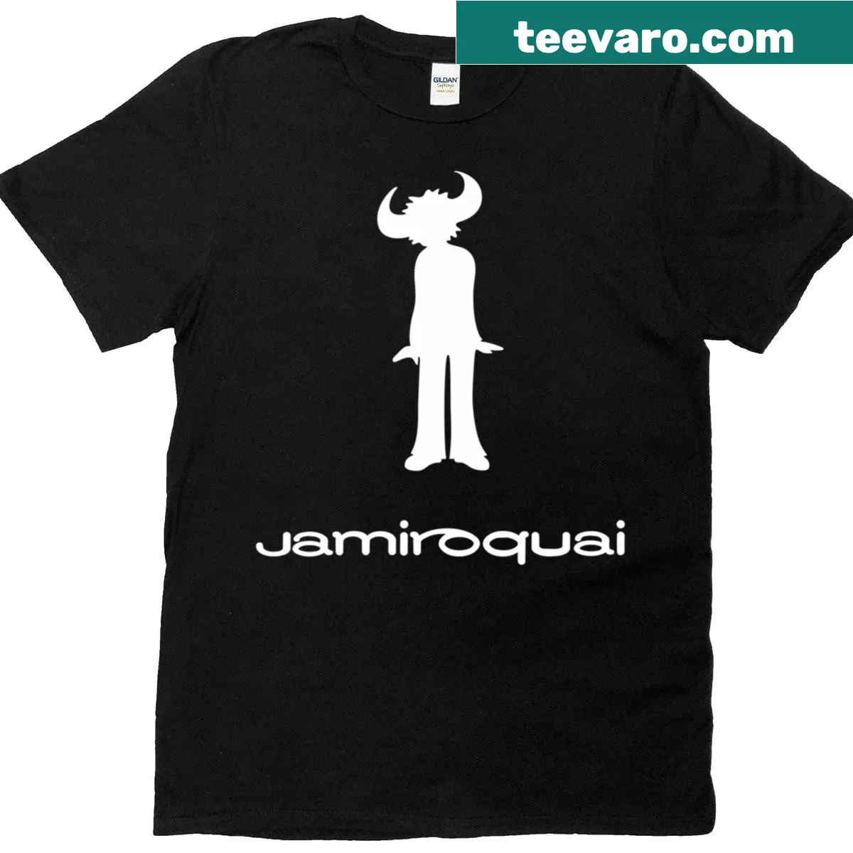 Jamiroquai Classic T-shirt featuring bold typography of band name — on a men's t-shirt