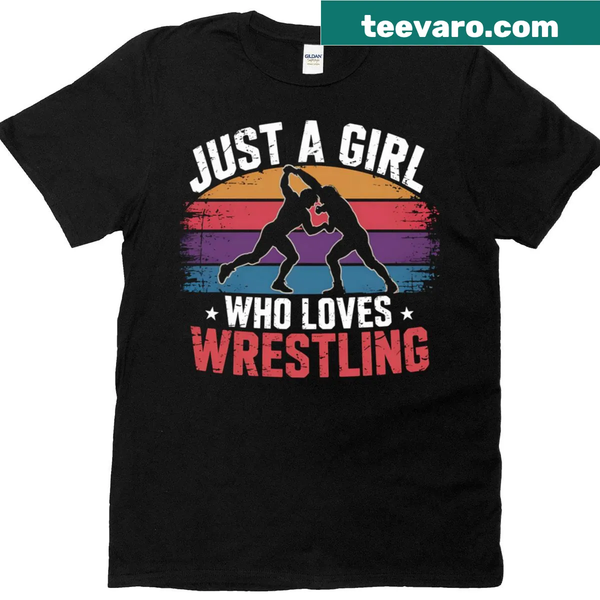 Classic T-shirt for girls with cute wrestling illustrations — on a men's t-shirt
