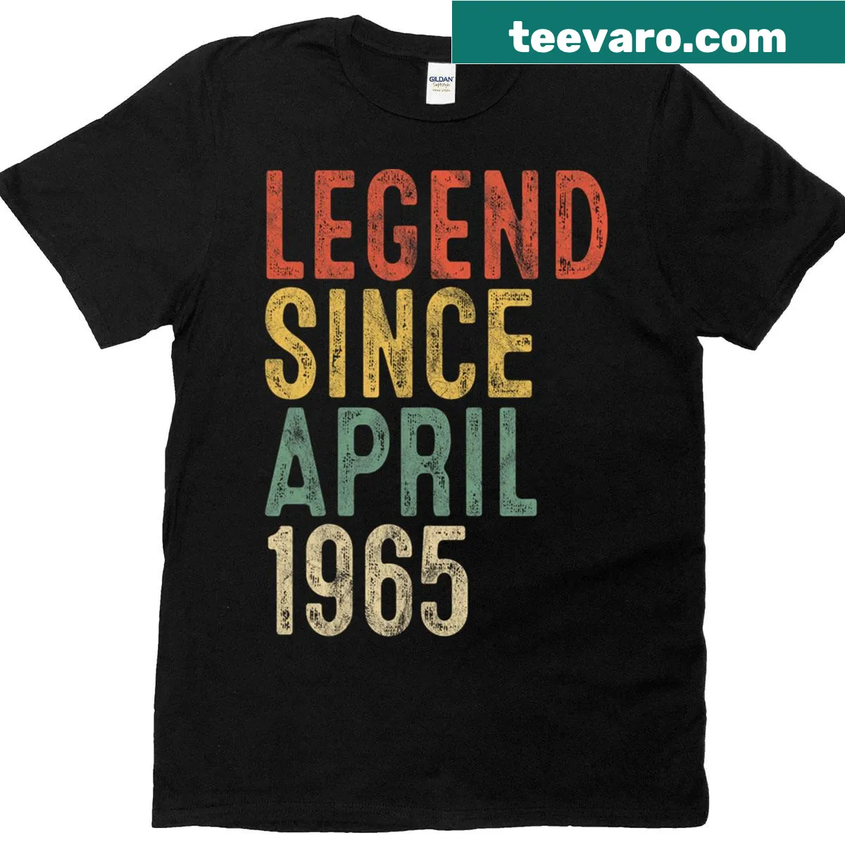 Typography t-shirt celebrating 60th birthday with Legend 1965 design — on a men's t-shirt