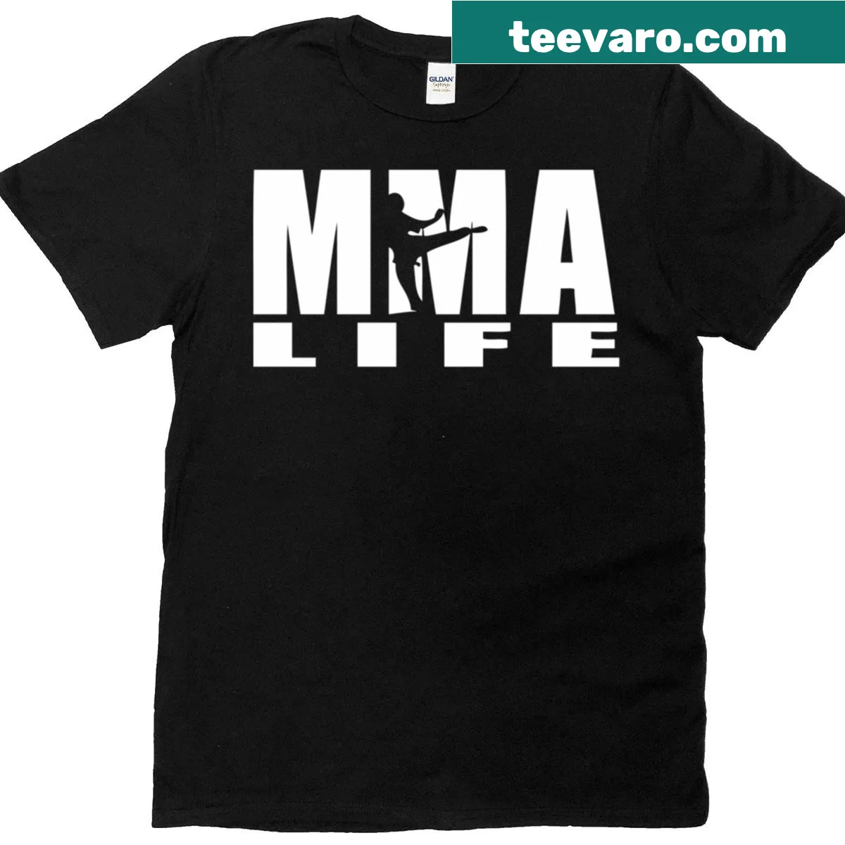 Classic T-shirt with bold 'MMA Life' typography — on a men's t-shirt