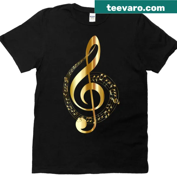 Classic t-shirt featuring a minimalist design of music notes