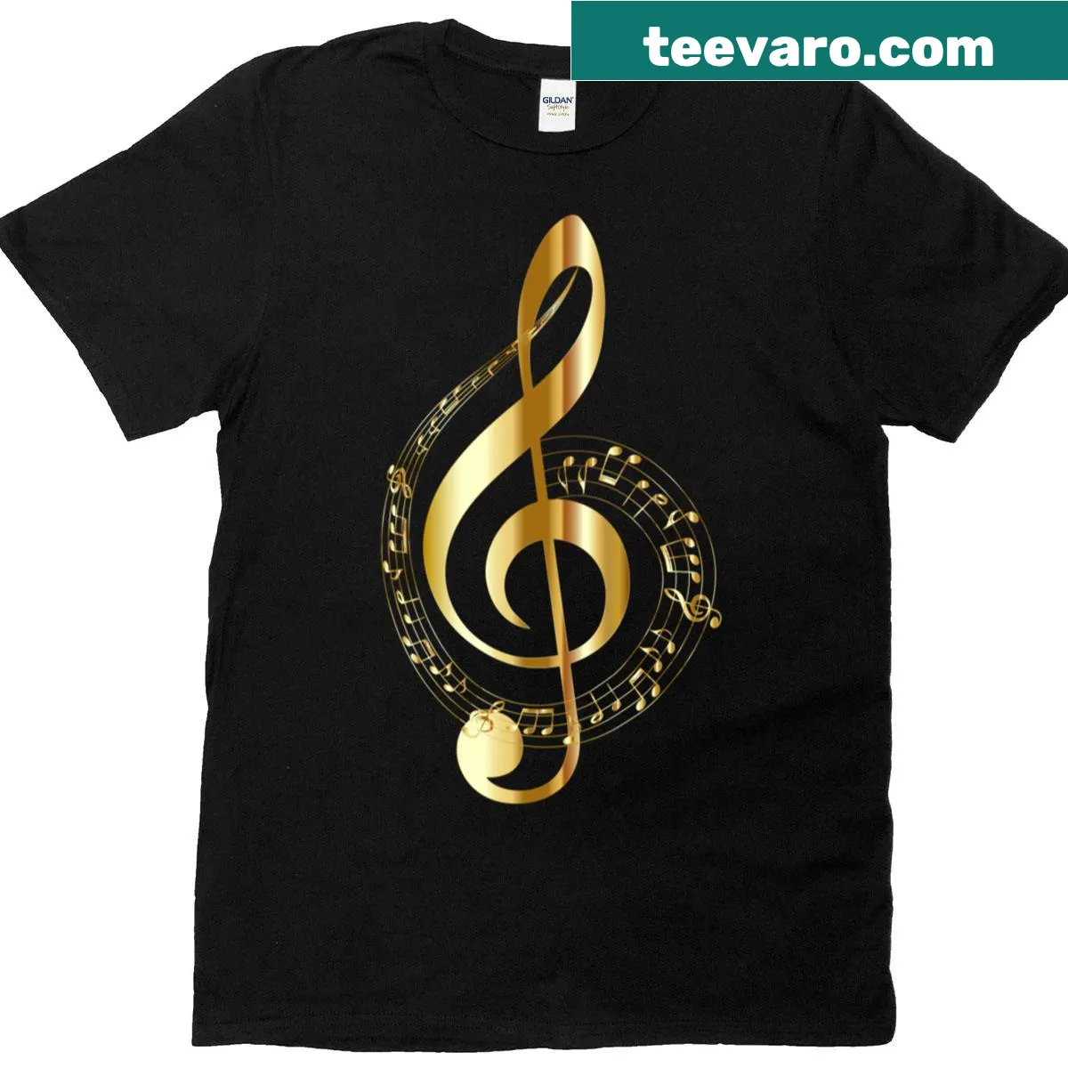 Classic t-shirt featuring a minimalist design of music notes — on a men's t-shirt