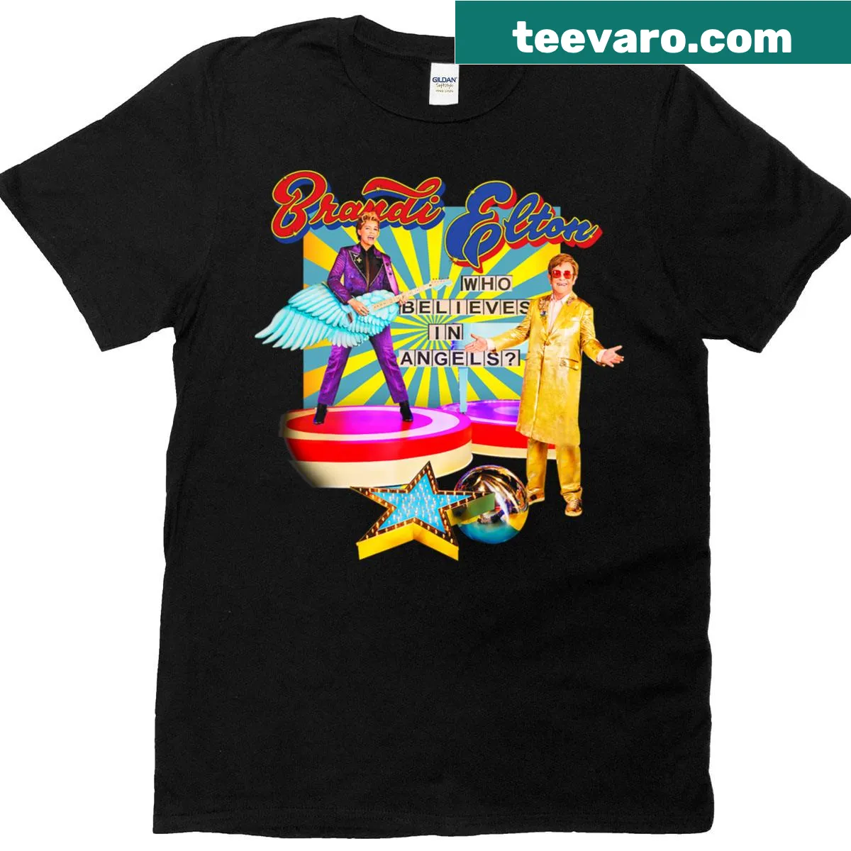 T-shirt honoring Elton John with inspirational text — on a men's t-shirt