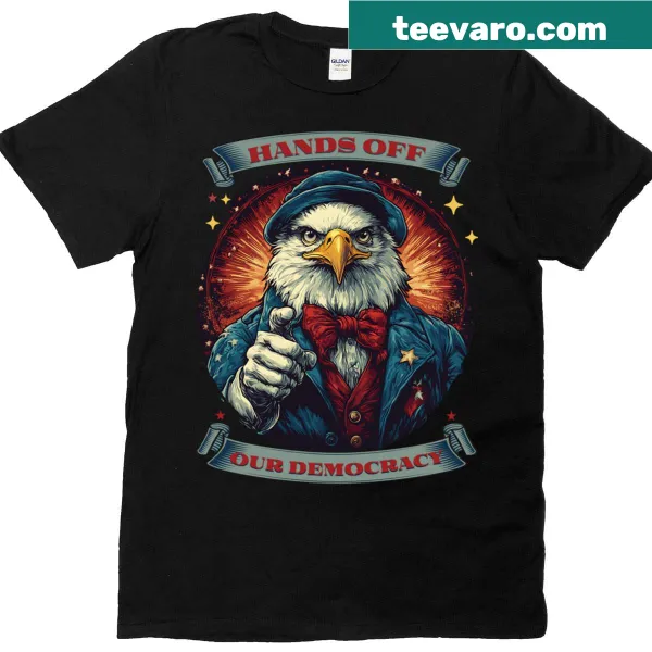Patriotic eagle graphic t-shirt with a message about democracy.